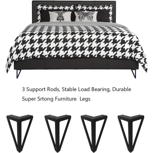 Picioare de mobilier WZCMLJ 6-15 cm, triunghiulare, pentru masă, scaun, dulap, canapea, set de 4 bucăți, negru