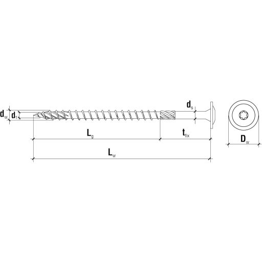 KLIMAS Torx Fa Csavar TX40 8x200mm 50db Lapos Fejű