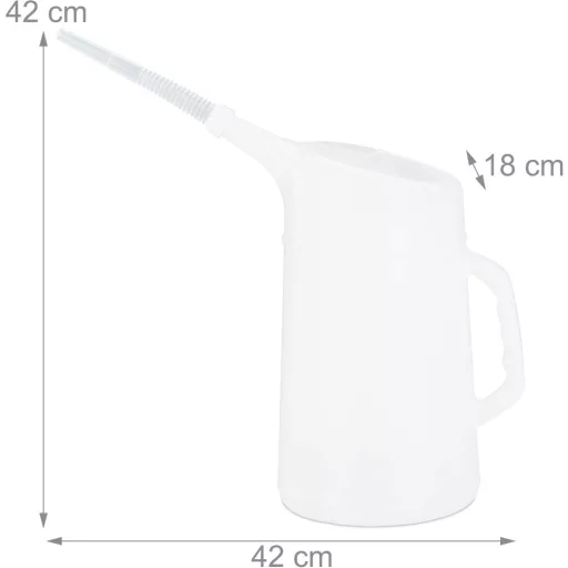 Relaxdays 5L Olajcsere Adagoló Rugalmas Csővel Autóhoz Fehér - 42 centimeters