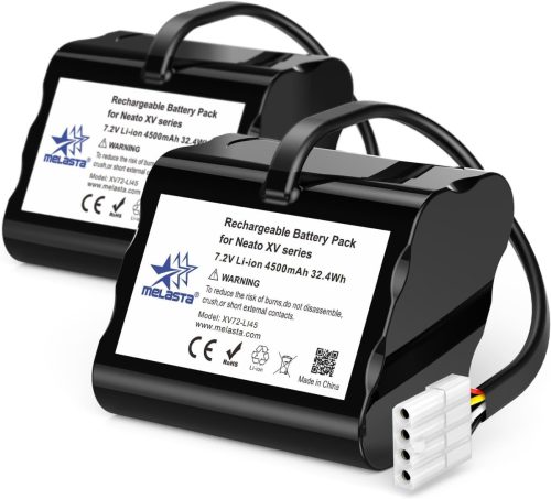 melasta 7.2V 4500mAh Lítium-ion akkumulátor csomag (2db) Neato XV sorozatú robotporszívókhoz - XV-11, XV-12, XV-14, XV-15, XV-21, XV-25 mode
