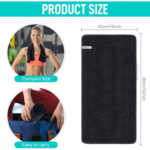 Prosop de antrenament din microfibră SINLAND 40x80cm, 3 bucăți, negru, pentru sport și fitness