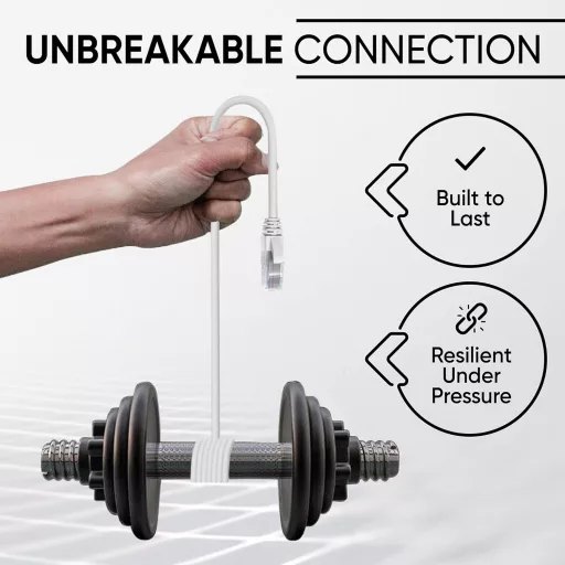 Cablu de rețea Ethernet Mr. Tronic CAT6 | Cablu patch UTP | Conector RJ45 | AWG24 | Alb | Pentru conectarea computerului și a routerului