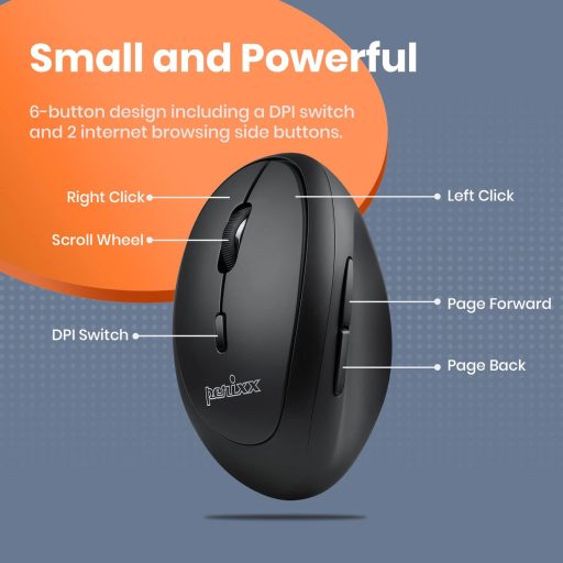 Perixx Perimice-719L Balkezes Ergonomikus Vezeték Nélküli Függőleges Egér Laptophoz