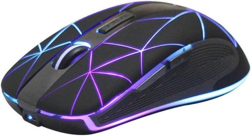 Rii Vezeték Nélküli Egér 2.4G USB Nano Vevővel, 7 LED Világítással, Optikai Szenzorral PC/Laptop/Mac/Linux Rendszerekhez, Fekete