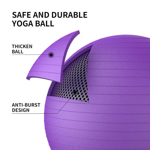 PROIRON 55cm Lila Gimnasztikai Labda Pumpával, Szülési és Yoga Labda