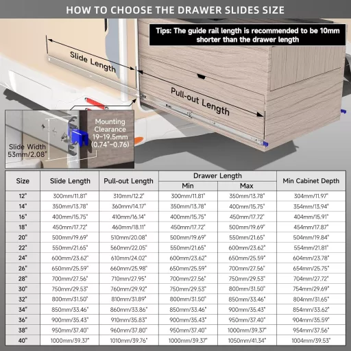AOLISHENG Teljes Kihúzású Fiók Sín Zárral 120 kg Terhelhetőség 1 Pár