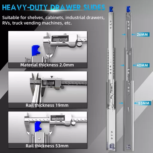 AOLISHENG Teljes Kihúzású Fiók Sín Zárral 120 kg Terhelhetőség 1 Pár