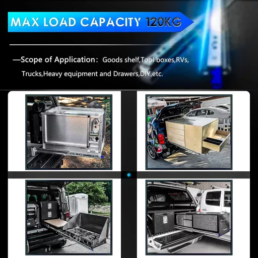 AOLISHENG Vodilice za ladice s potpunim izvlačenjem i zaključavanjem, nosivost 120 kg, 1 par