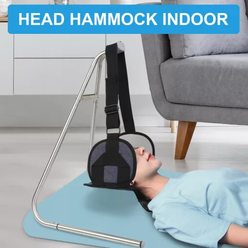 Toogel Nyaki Függőágy - Hordozható Nyakmasszírozó és Nyújtó Eszköz, Fekete Fém Vázzal, Nyak és Vállfájdalom Enyhítésére - Black, Hammock, Metal