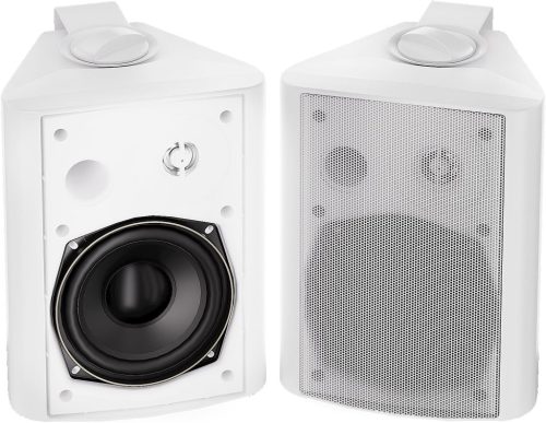 Boxă Bluetooth de Exterior Impermeabilă Herdio 5.25" - Putere Totală 200W, Pentru Utilizare Interior-Exterior, Cu Suport de Perete, Albă