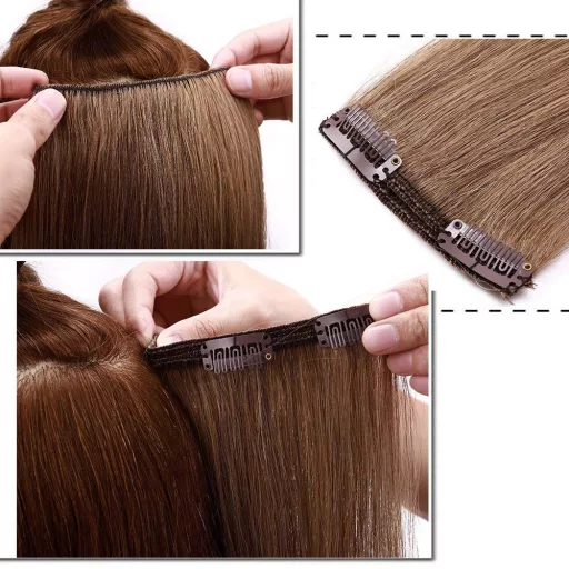 SEGO Extensii Clip-In Păr Natural, 8 Piese, Remy, Șaten Deschis #6, 61cm, 170g