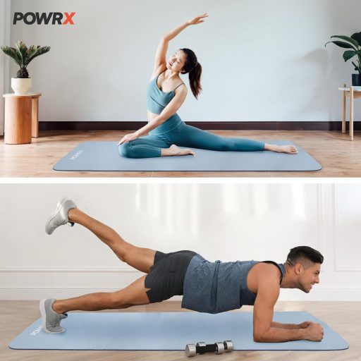 POWRX Yoga i Pilates podloga 90x60cm, Protuklizna fitness prostirka s remenom za nošenje