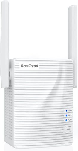 Repetor WiFi Dual-Band AC1200 BrosTrend, cu Port LAN, Alb