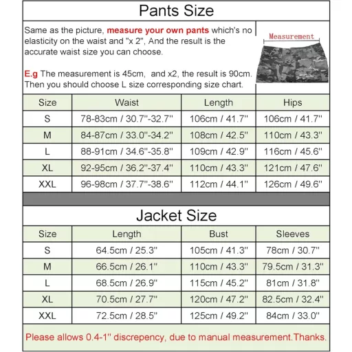 Costum de camuflaj pentru bărbați JOYASUS, jachetă și pantaloni, fără curea, pentru Airsoft, Paintball, Vânătoare, mărimea XXL