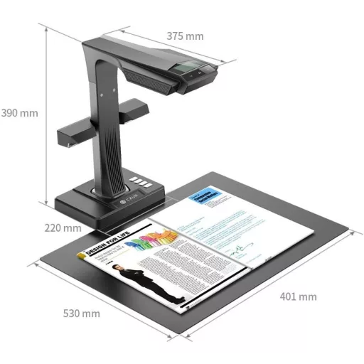 Scaner profesional de cărți CZUR ET18 Pro, cameră documente OCR 18MP A3 cu aplatizare laser