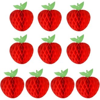   FEPITO 10 kom 18 cm Ukrasi od papira u obliku jabuke, crveni uzorak saća, za početak školske godine, proslavu rođenja djeteta