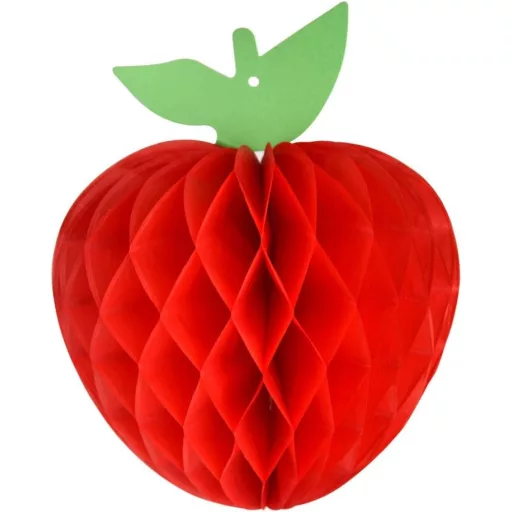 FEPITO 10 buc. decor suspendat din hârtie, în formă de măr, 18 cm, roșu, model fagure, pentru începerea școlii, petrecere de baby shower