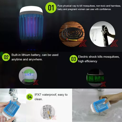 AICase 10W LED lampă solară anti-țânțari cu lumină UV, rezistentă la apă IP67