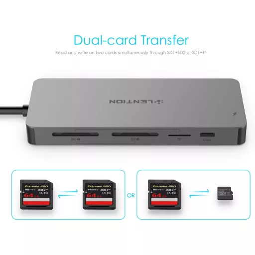 LENTION 11-v-1 USB C Hub s 4K HDMI výstupom, čítačkou SD/TF kariet, USB 3.0/2.0 portami, 100W PD nabíjaním pre MacBook Pro/Air, iPad Pro, Sur