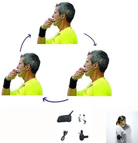 Căști arbitru wireless Maxquall - Pentru comunicare simultană între 3 arbitri - Set căști Bluetooth pentru fotbal, schi, vehicule off-road