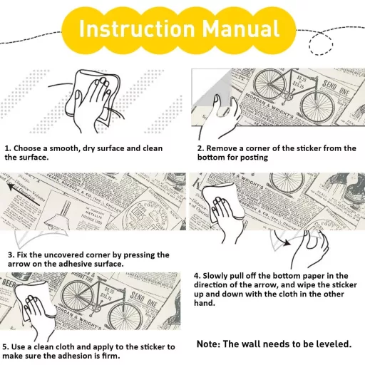 LEPENDOR Öntapadós Tapéta Vintage Újság Minta Retro Stílusú Faldekoráció 0,45x3m