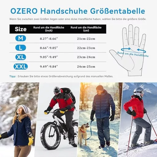 Mănuși de schi OZERO XL – Impermeabile, rezistente la vânt, călduroase pentru iarnă, pentru bărbați și femei
