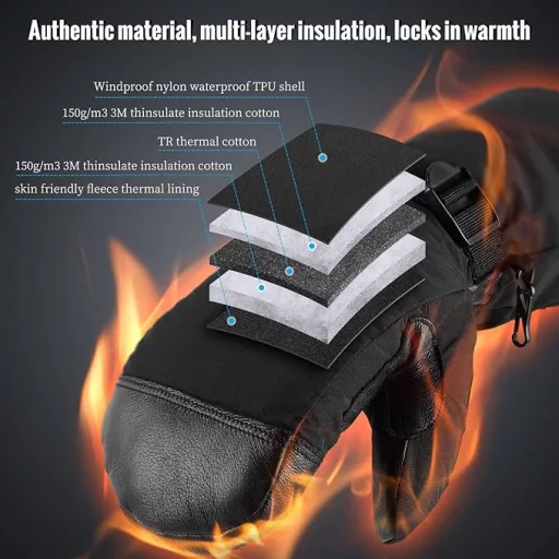 Mănuși de schi OZERO XXL – Impermeabile, rezistente la vânt, mănuși călduroase de iarnă pentru bărbați și femei