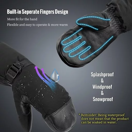 Mănuși de schi OZERO XXL – Impermeabile, rezistente la vânt, mănuși călduroase de iarnă pentru bărbați și femei