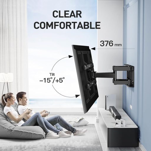 PERLESMITH TV fali tartó 37-85 colos tévéhez, dönthető forgatható, max 60kg, VESA 600x400