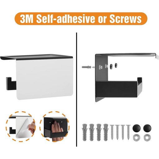 Samolepiaci držiak na toaletný papier s poličkou HITSLAM, nástenný držiak z nehrdzavejúcej ocele