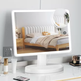   FUNTOUCH XL Sminkespegel 10x Nagyítással, 88 LED, 3 Szín Világítás, 360° Forgatható