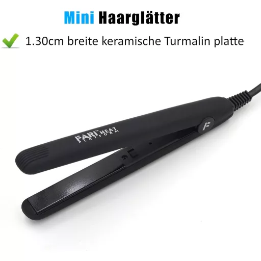 FARI Mini Utazó Hajvasaló Kerámia-Turmalin Lapokkal, Univerzális Feszültség, Hordozótáskával - Kompakt Fekete Hajegyenesítő