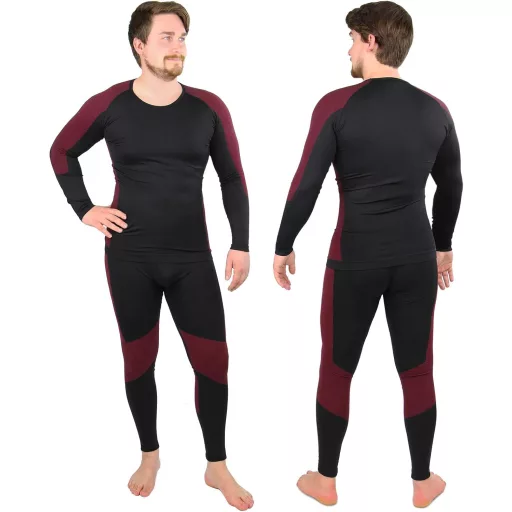 ALPIDEX Férfi Funkcionális Alsónemű Termikus Síalsó Lélegző Gyors Száradó - L-XL, Black-red