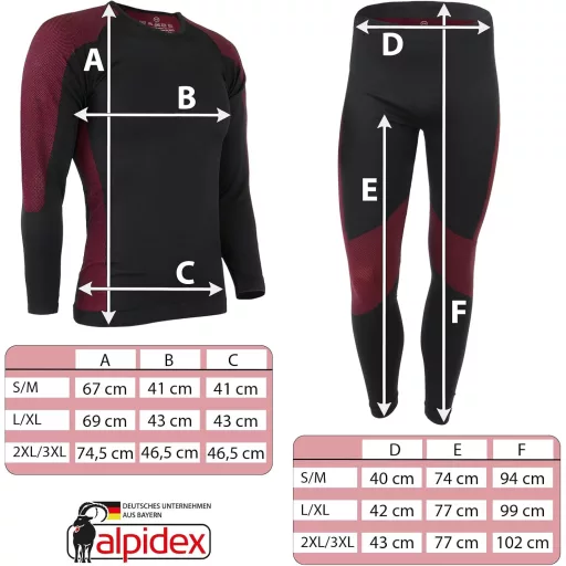 ALPIDEX Férfi Funkcionális Alsónemű Termikus Síalsó Lélegző Gyors Száradó - L-XL, Black-red