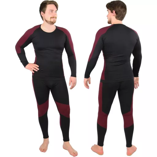 ALPIDEX Férfi Funkcionális Alsónemű Termikus Síalsó Lélegző Gyors Száradó - L-XL, Black-red