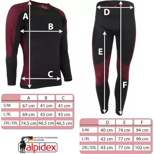 ALPIDEX Férfi Funkcionális Alsónemű Termikus Síalsó Lélegző Gyors Száradó - L-XL, Black-red