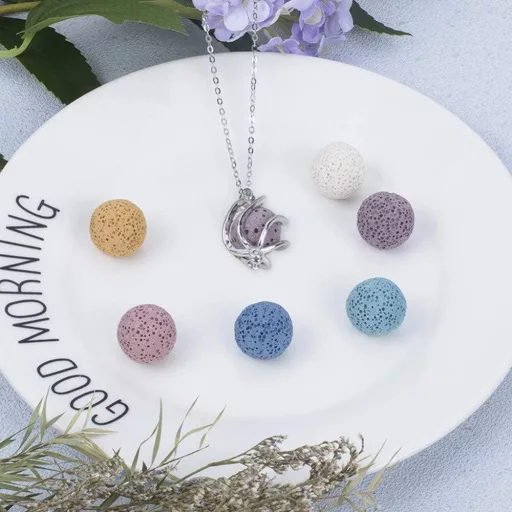 NBEADS Farebné lávové vonné perly, bez dierok, 10-dielna súprava