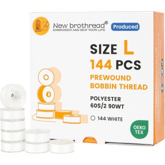   New brothread 144 komada L tip (SA155) bijeli prethodno namotani konci za špulice za strojeve za vezenje i šivanje