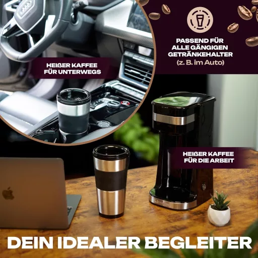 Cafetieră pentru o singură ceașcă Clatronic KA 3733 cu cană din oțel inoxidabil și capac pentru aromă