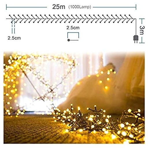 Ghirlandă luminoasă LED Ulinek, alb cald, 8 moduri, decorațiune de Crăciun, exterior interior