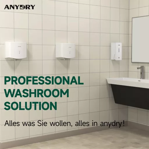 anydry 2630S Kompaktni Sušač za Ruke, Automatski Električni Sušač za Zid Bijeli