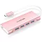 LENTION USB C Hub so 4 portami USB 3.0, prenos dát 5 Gbps, 60W nabíjanie – hliníkový adaptér kompatibilný s MacBook Pro/Air, Surface, Chromebook, ružový.