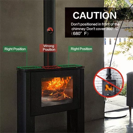 CRSURE Kandalló Ventilátor 8 Lapáttal, Csendes Kályha Ventilátor Áram Nélkül, Hőmérővel Fa Tüzelésű Kandallóhoz