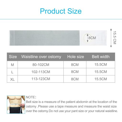 REAQER Sztóma Öv Férfiaknak és Nőknek 8 cm Átmérőjű Nyílással, Pamut Anyagból, Posztoperatív Ápoláshoz (M méret)