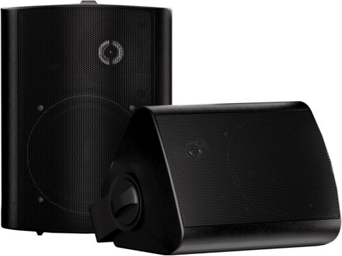 Set de boxe de 5,25" Herdio, 300W, rezistente la apă, de exterior/interior, montabile pe perete - pentru terasă, grădină, restaurant (Negru)