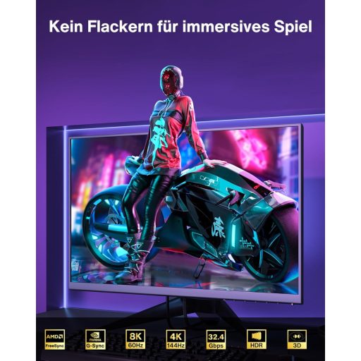 IVANKY DisplayPort 1.4 Kábel 2m, 8K 60Hz, 4K 165Hz, Gaming Monitor Kábel