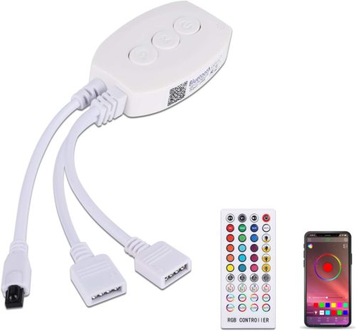 ALED LIGHT Bluetooth LED Szalag Vezérlő 12V - RGB LED Szalaghoz 40 Gombos IR Távirányítóval - Okostelefon Applikációs Vezérlés iOS és Androi