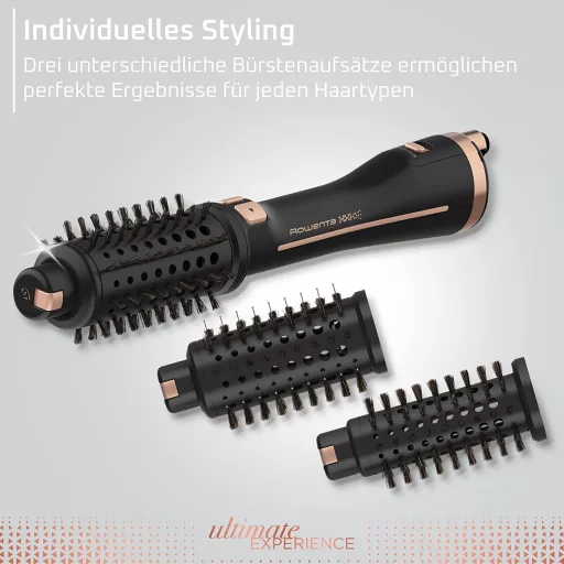 Perie rotativă cu aer cald 2în1 Rowenta Ultimate Experience CF9620F0 cu tehnologie ionică - Negru, 2 accesorii