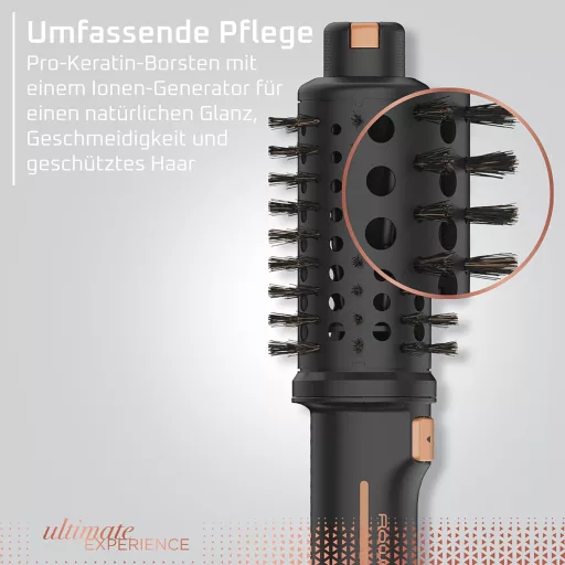 Perie rotativă cu aer cald 2în1 Rowenta Ultimate Experience CF9620F0 cu tehnologie ionică - Negru, 2 accesorii