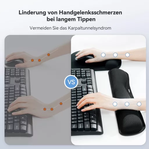 TECKNET Mouse Pad cu Suport pentru Încheietură cu Gel și Set Suport Ergonomic pentru Încheietură Tastatură Negru